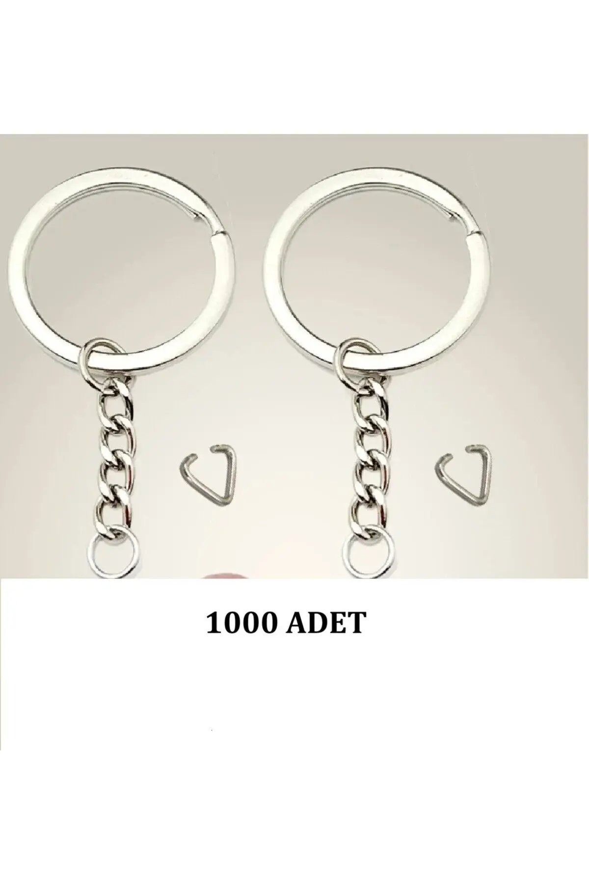 Metal Anahtarlık Halkası Gümüş Renk Üçgen Aparatlı 1000 Adet 2,5 cm Yassı Ezme