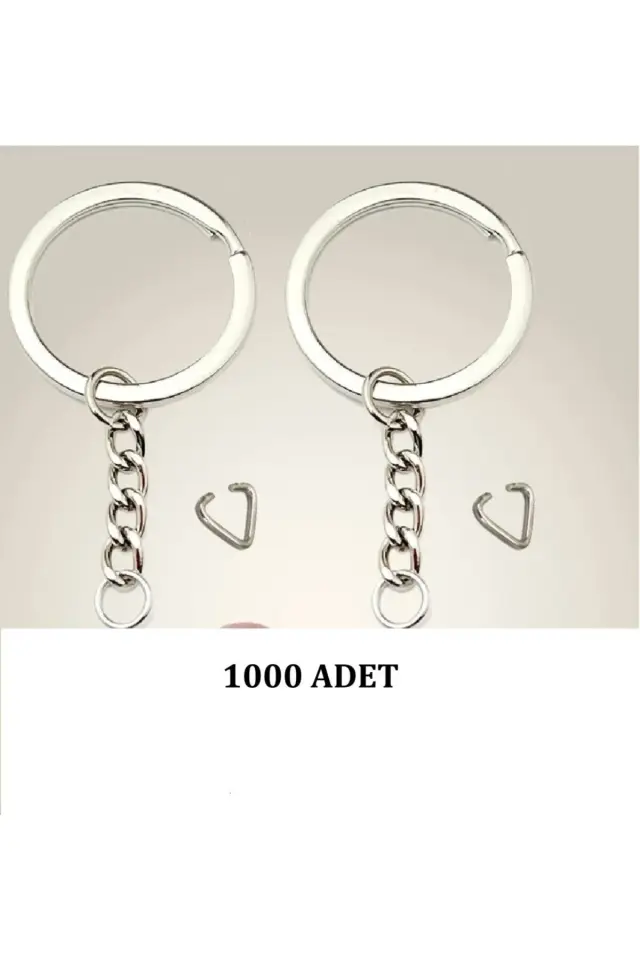 Metal Anahtarlık Halkası Gümüş Renk Üçgen Aparatlı 1000 Adet 2,5 cm Yassı Ezme