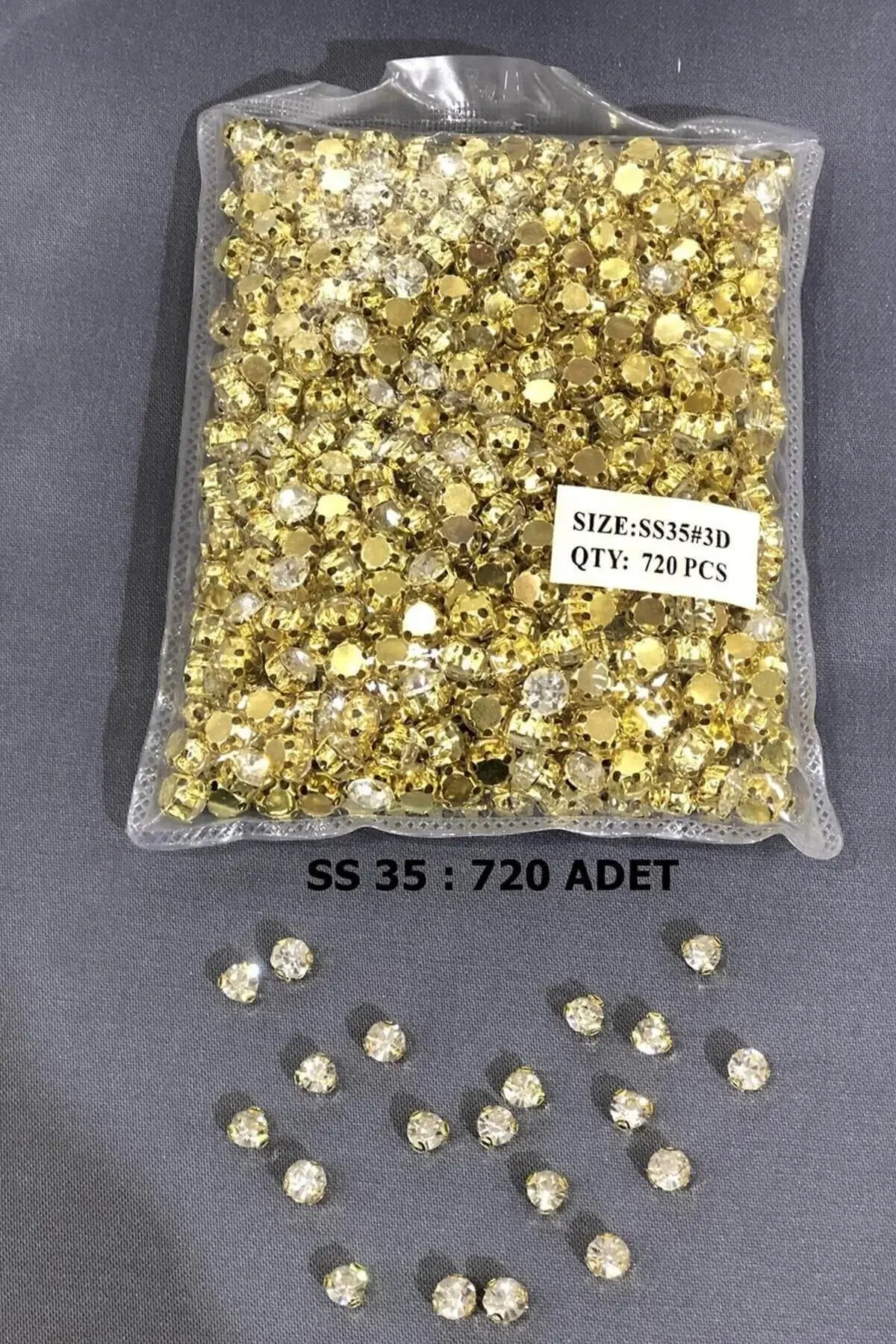 Sarı Metal Kasalı Dikme Beyoğlu Taşı (1 Paket) Ss 35 720 Adet