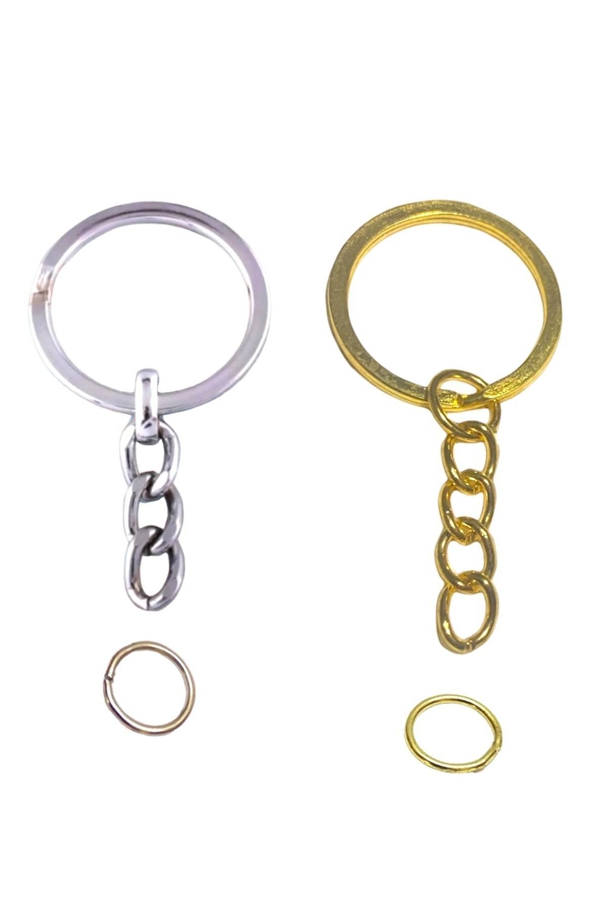 Zincirli Anahtarlık Halkası 60 Adet C aparatlı 30adet Ezme 30adet altın Amugurumi Anahtarlık halkası