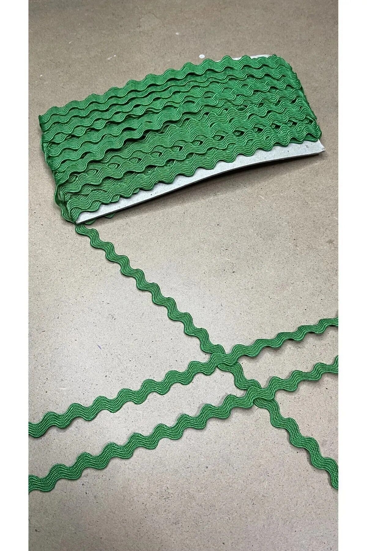 Dekoratif Şerit Aksesuar Yeşil Detaylı Zigzak Su Taşı Paketleme Süsleme Kenar Süsü Için 5 Metre