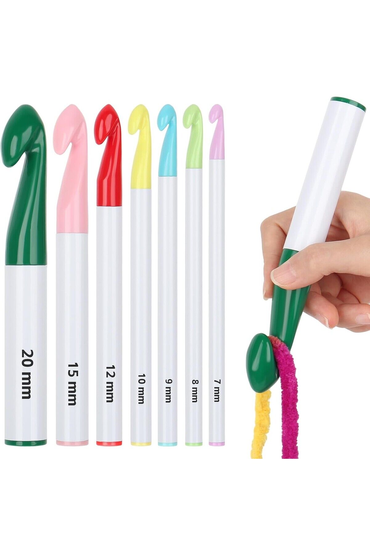 Büyük Tığ İşi Kanca Seti, 6 Adet Plastik Tığ Seti