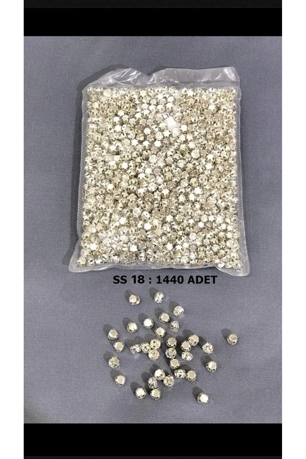 Boncuk Çeşitleri Gümüş Rengi Metal Kasalı Dikme Beyoğlu Taşı (1 Paket) ss 18 1440 Adet