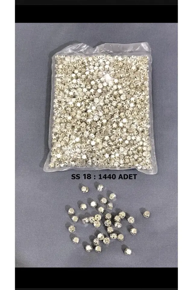 Boncuk Çeşitleri Gümüş Rengi Metal Kasalı Dikme Beyoğlu Taşı (1 Paket) ss 18 1440 Adet