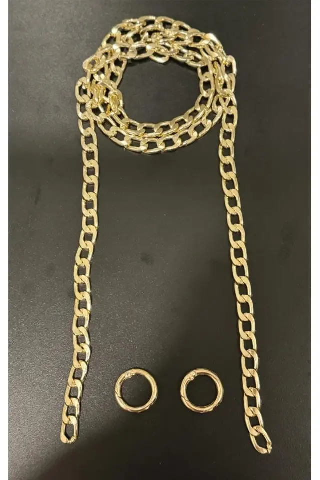 Altın Renk Aksesuarlı El Ve Omuz Çanta Askısı Çanta Aksesuarı 100 cm.