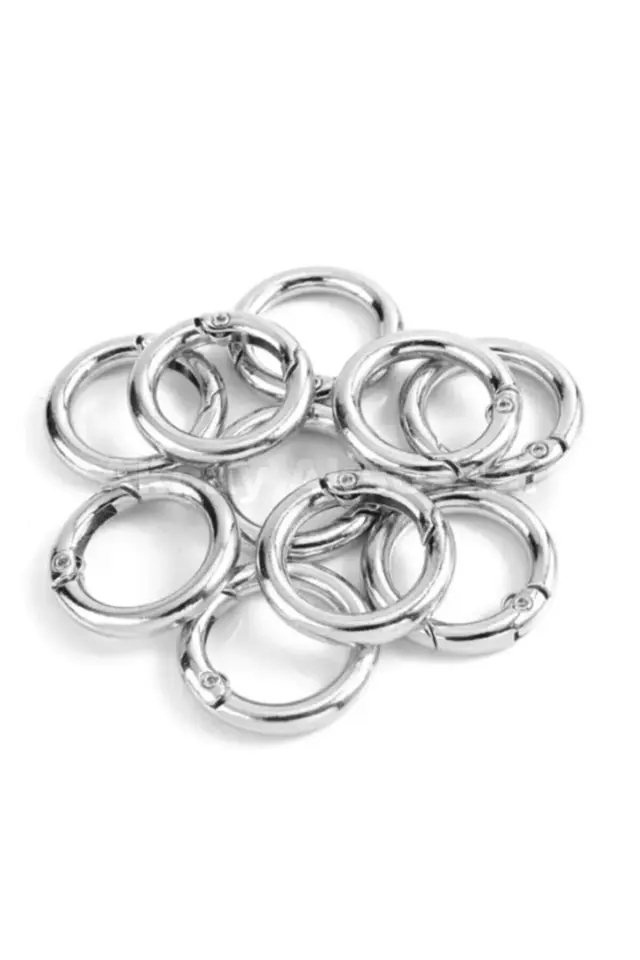 BEİLYS 10 Adet Gümüş Metal Yaylı Halka - Çap : 2 Cm