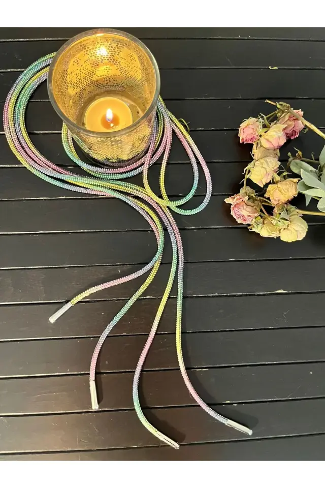 Gökkuşağı Elmas Kristal Ayakkabı Bot Bağcıkları Parıltılı Ayakkabı Ipi Giyim Ipi 200 Cm