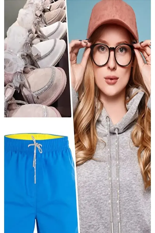 TAŞLI SWEATSHİRT İPİ SWAROVSKİ TAŞLI AYAKKABI BAĞI 2 ADET*100 CM. PARLAK TAŞLI AYAKKABI BAĞCIĞI