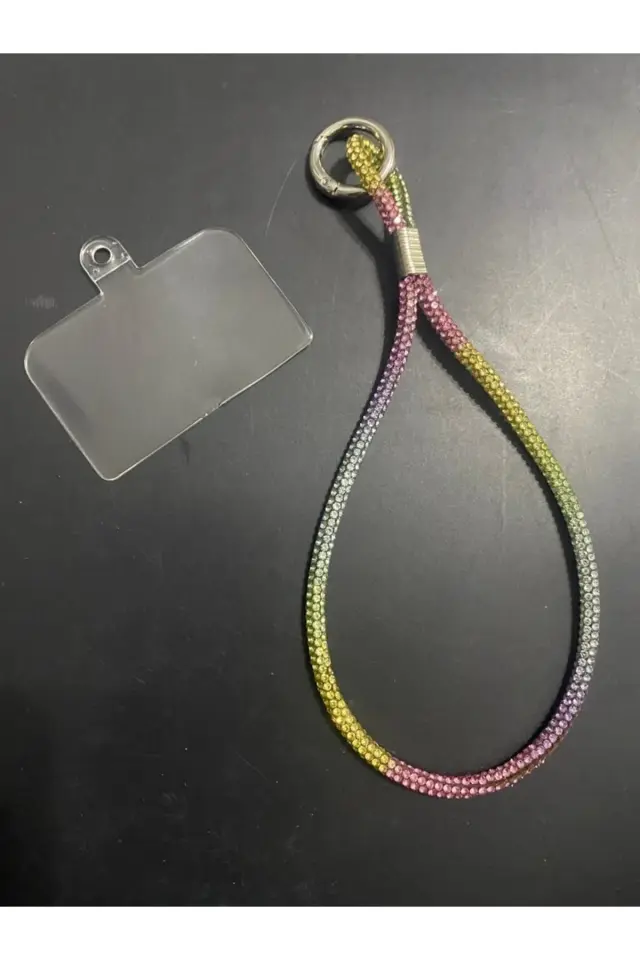 Taşlı Renkli Janjanlı Telefon Bilek Askısı Kristal Taşlı Bilek Telefon Askı