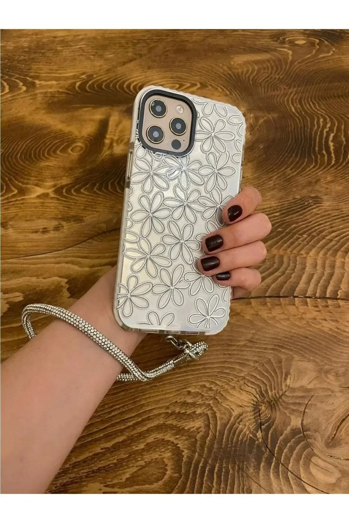 . Taşlı Janjanlı Gümüş Telefon Bilek Askısı Taşlı Bilek Telefon Askı