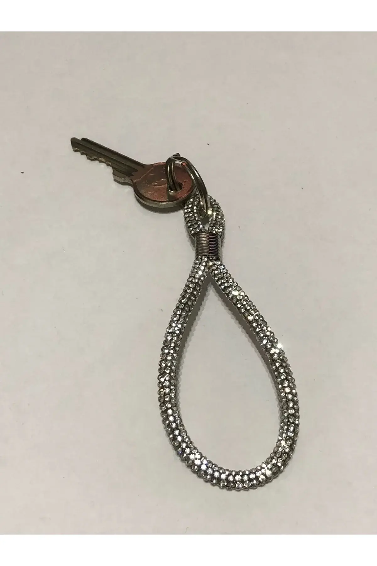 Taşlı Işıl Işıl Parlayan Gümüş Gri Anahtarlık Araba Ev Anahtarlığı