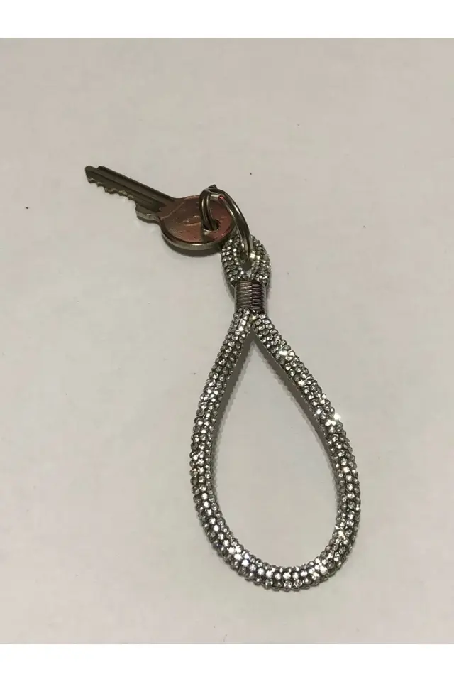 Taşlı Işıl Işıl Parlayan Gümüş Gri Anahtarlık Araba Ev Anahtarlığı