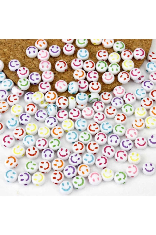 Takı Yapımı Için Gülen Yüz Boncuk Çok Renkli 50 Adet