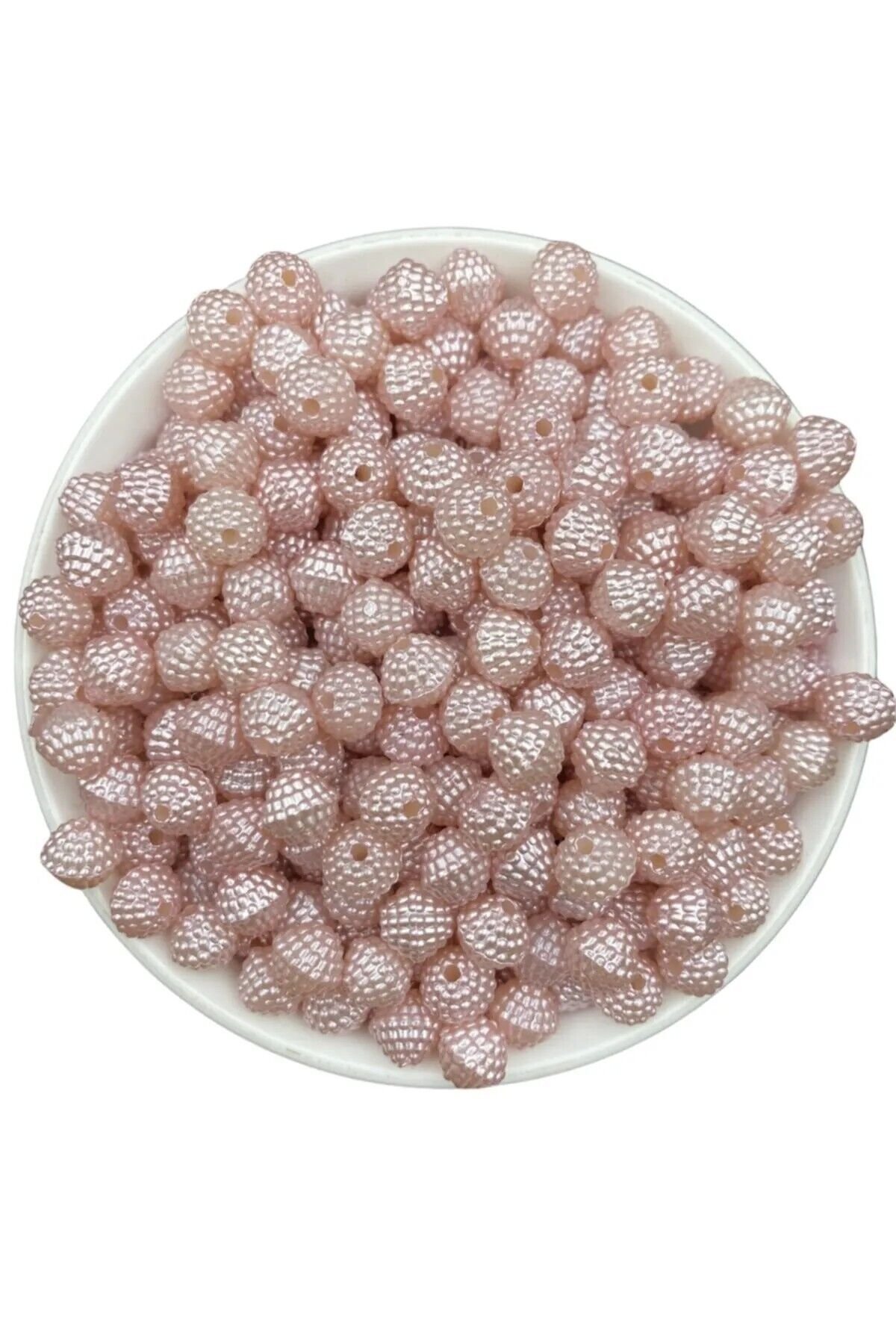 50 Gr 14mm Pembe Parçalı Böğürtlen inci Boncuk Takı Yapım Boncuğu (50 Adet)