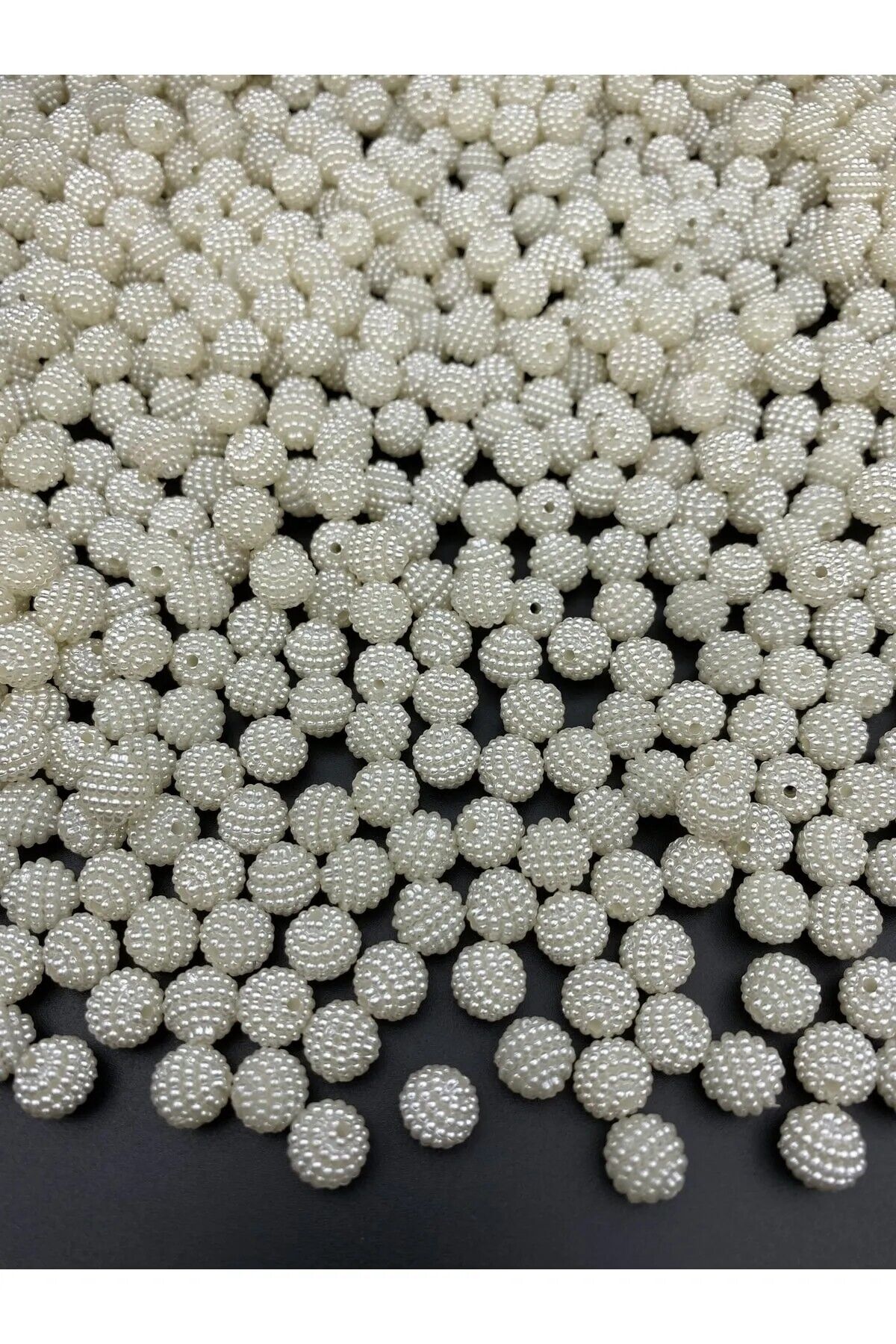 100 Gr 14mm Beyaz Parçalı Böğürtlen inci Boncuk Takı Yapım Boncuğu (100 Adet)