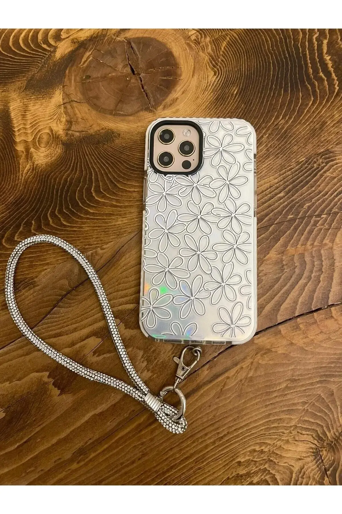 Unitspor Taşlı Janjanlı Gümüş Telefon Bilek Askısı