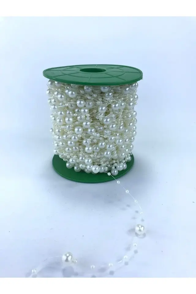 Beyaz Saçaklı Misinalı Inci 20 Metre – Boncuk – Boncuk