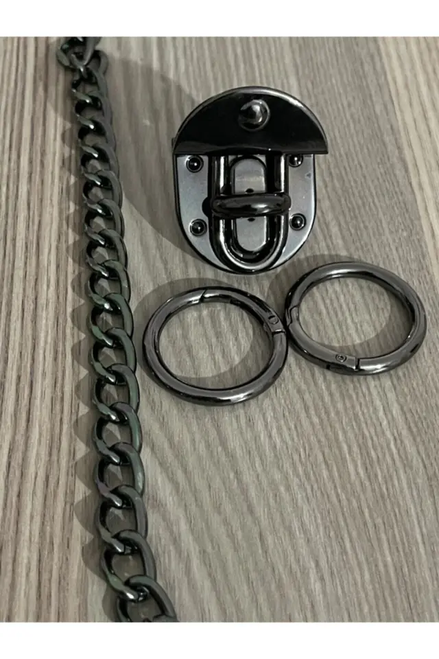Siyah Çanta Aksesuar Zincir Set