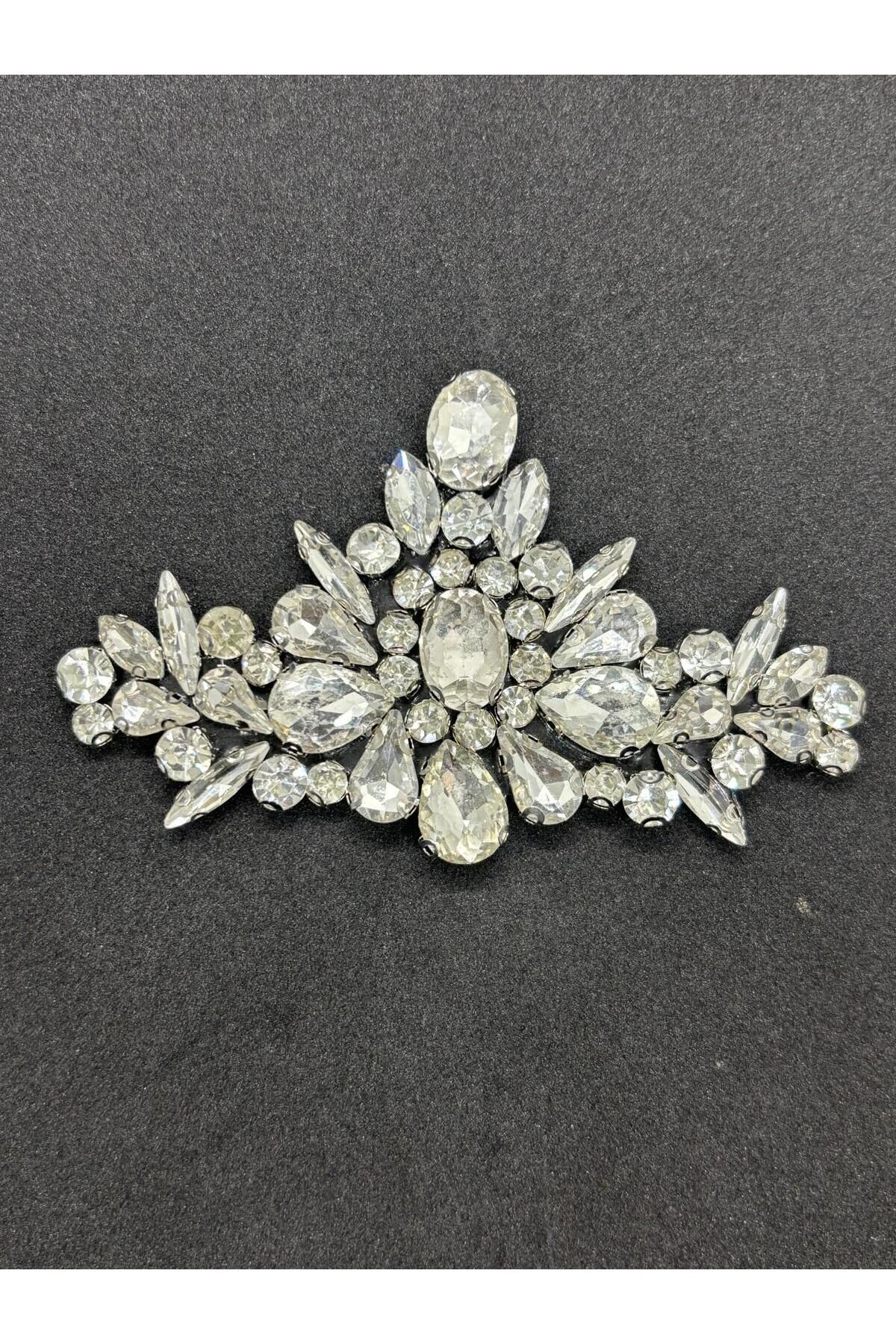 Ütüyle Yapışan Parlak Taşlı Aplik Kristal Taşlı Ayakkabı, Çanta Ve Kıyafet Aksesuarı 9x5.5 cm