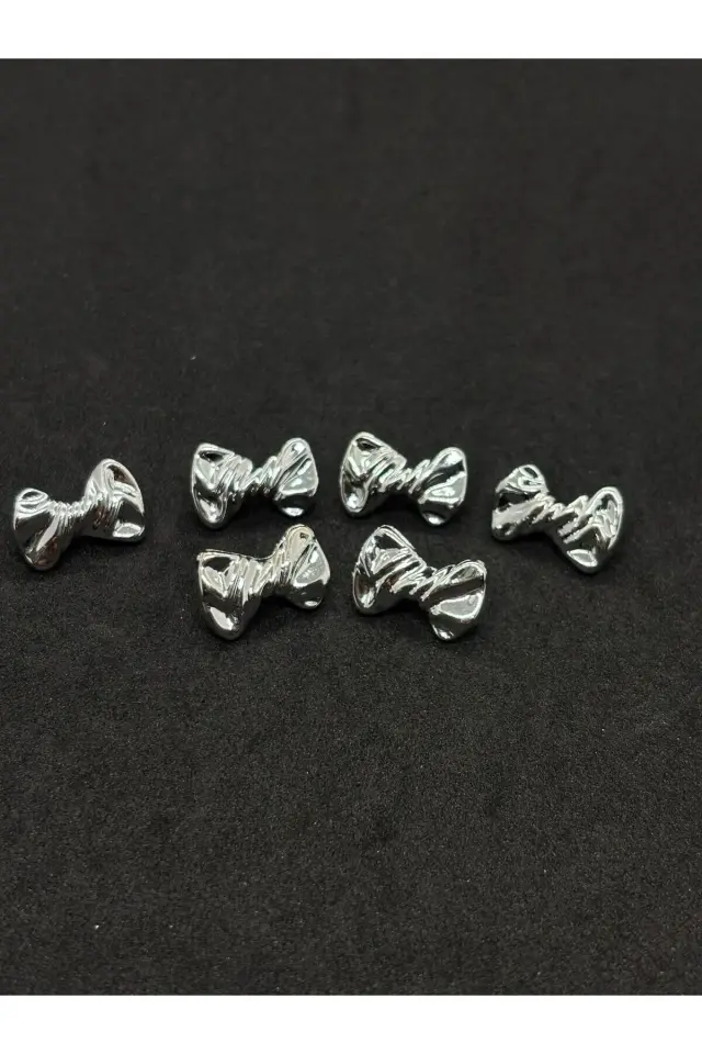 6 lı Fiyonk Düğme Gümüş Düğme 1,17cm.(BD19)