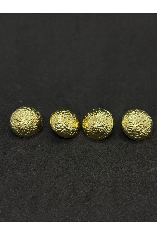 4 lü Gold Metalize Bombeli Özel Tasarım Düğmesi 2 Cm.(BD13)