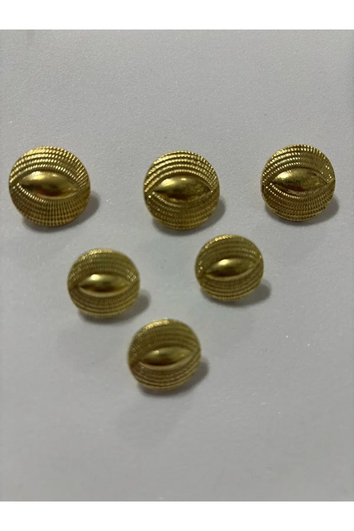 Gold 6 lı Takım Düğme Seti Nikel Düğme Kendinden Oymalı Özel Tasarım Düğme 3 Büyük 3 Küçük(BD10)