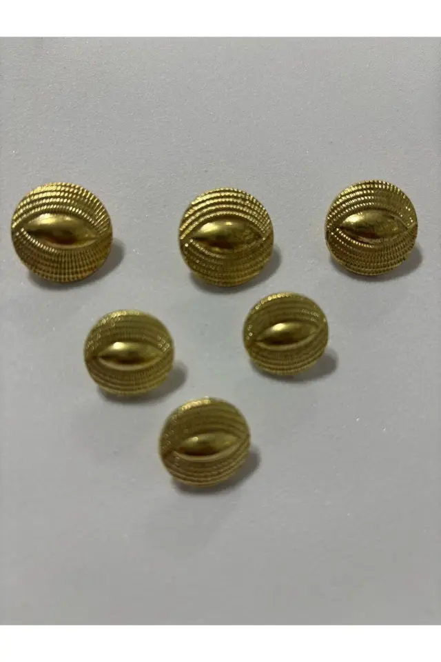 Gold 6 lı Takım Düğme Seti Nikel Düğme Kendinden Oymalı Özel Tasarım Düğme 3 Büyük 3 Küçük(BD10)