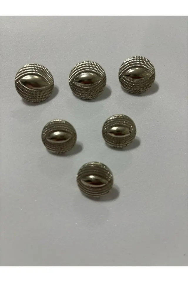 Gümüş 6 lı Takım Düğme Seti Nikel Düğme Kendinden Oymalı Özel Tasarım Düğme 3 Büyük 3 Küçük(BD09)