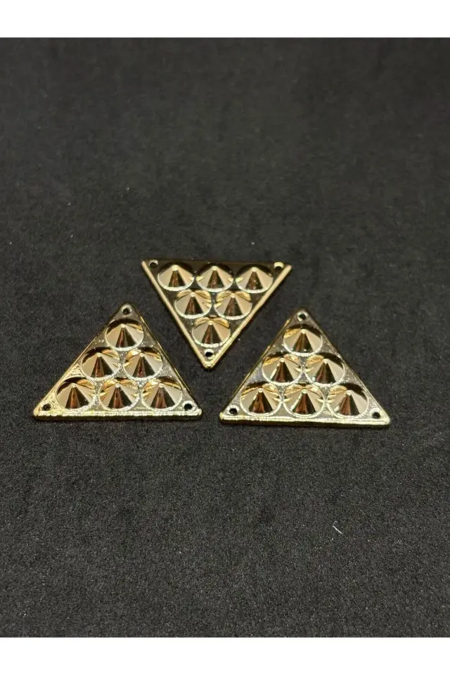 2 Adet Gold Nikel Üçgen Tasarım Unisex Gömlek Yaka Düğmesi(BD04)