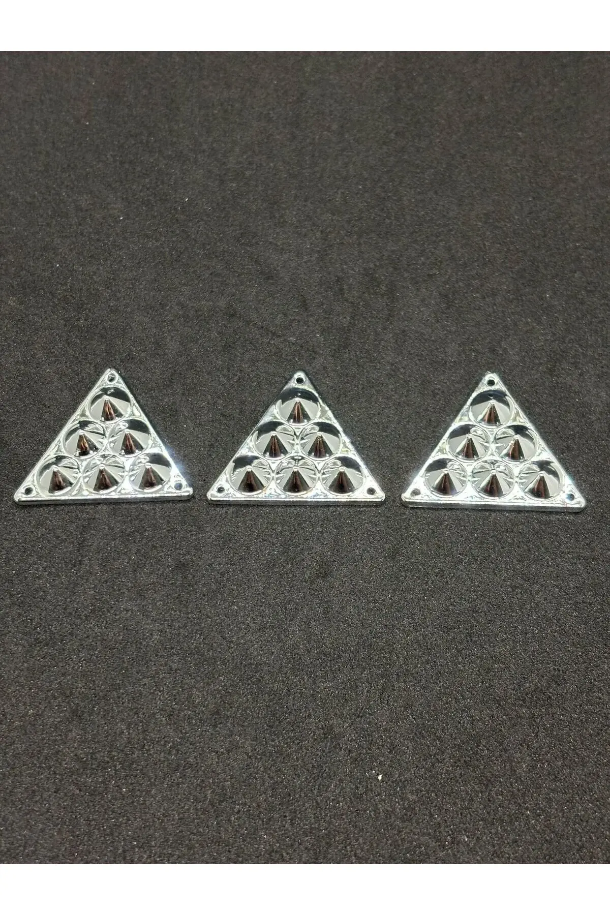 2 Adet Gümüş Nikel Üçgen Tasarım Unisex Gömlek Yaka Düğmesi(BD03)