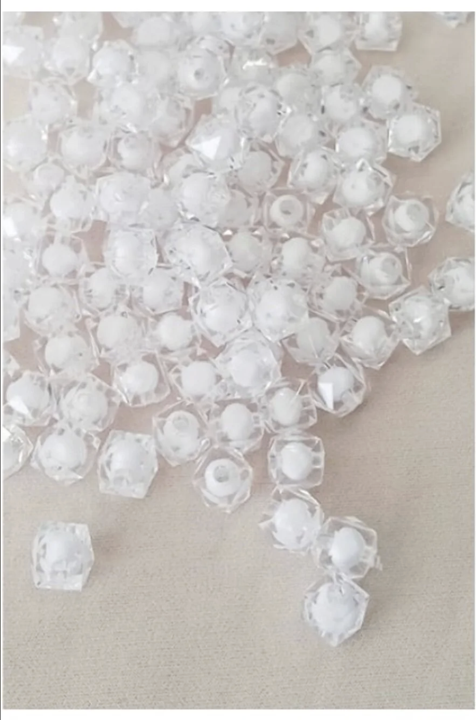 10mm Beyaz Renk Küp, Kübik Model Akrilik Boncuk,takı ,çanta Boncuğu (100 Adet)