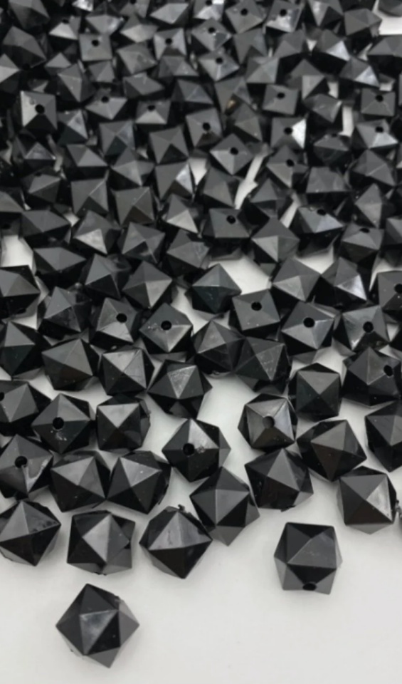 10mm Siyah Renk Küp, Kübik Model Akrilik Boncuk,takı ,çanta Boncuğu (100 Adet)