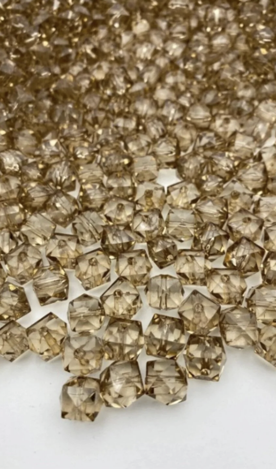 10mm Vizon/ Açık Kahverengi Küp, Kübik Model Akrilik Boncuk ,çanta Boncuğu (100 Adet)