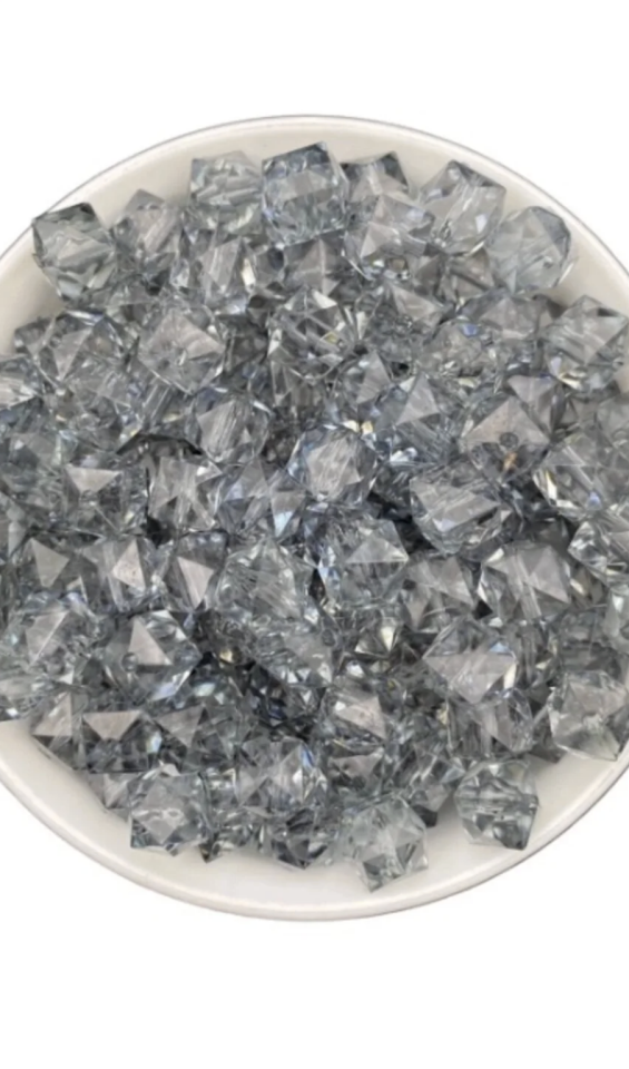 10mm Gri / Antrasit/füme Renk Küp Kübik Model Akrilik Boncuk ,çanta Boncuğu (100 Adet)