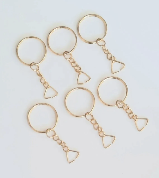 Anahtarlik Halkasi Gold Ezme Anahtarlık Halkası 50 Adet ( Üçgen Uçlu ) 2,5 Cm