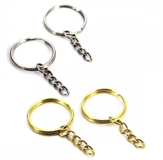 Anahtarlık Halkası Zincirli 50adet Gümüş 50 adet Gold Rengi Karma Pakette Toplam 100 adet