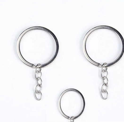 Anahtarlık Halkası Zincirli 50 adet Gümüş Rengi