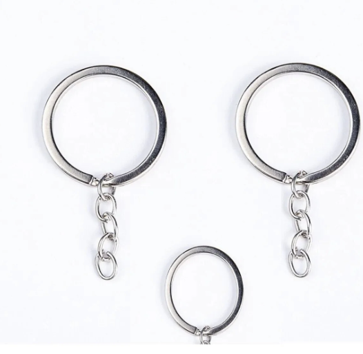 Anahtarlık Halkası Zincirli 100 adet Gümüş Rengi