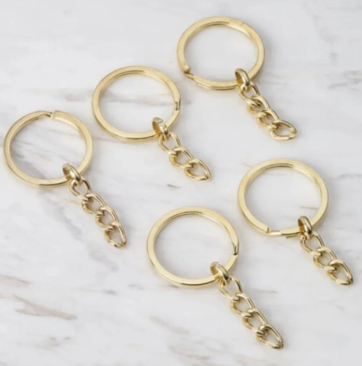 Anahtarlık Halkası Zincirli 100 adet Gold Rengi