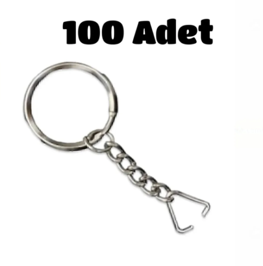 Anahtarlık Halkası Zincirli 100adet Gümüş Rengi
