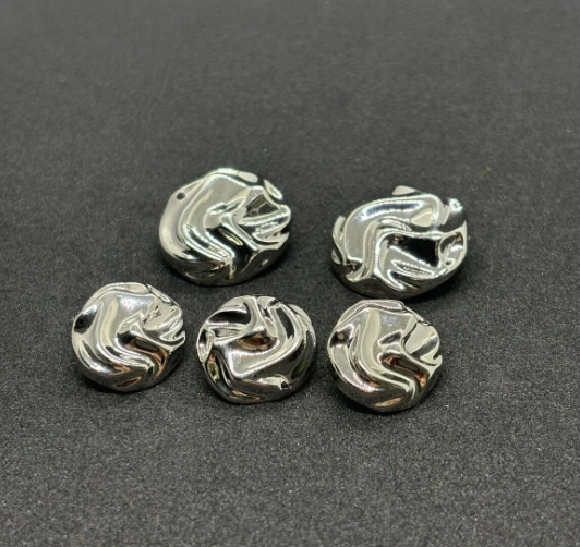 Özel Tasarım Halat Detay Gümüş Düğme Seti 5 Adet (2 Büyük 3 Küçük)