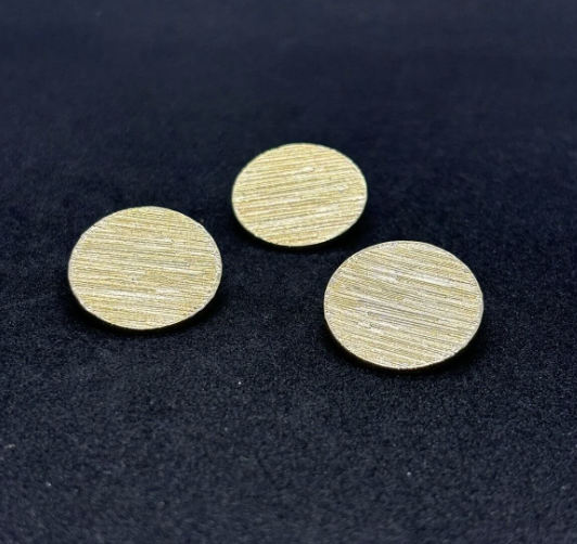 Gold Altın Çizgili Büyük Daire Düğme Metal Düğme 32 Boy Düğme - 3 Adet
