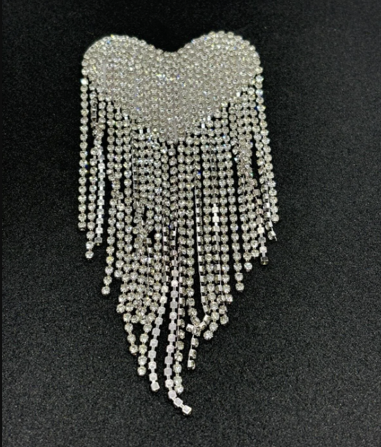 Kalp Zirkon Taşlı Broş Ütü Ile Yapışan Türban Aksesuarı Ayakkabı Broşu