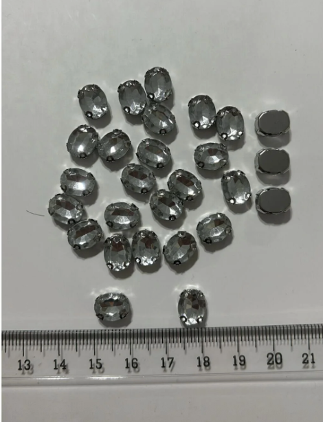 10x10dikdörtgen Gümüş Kasa Beyaz Kristal Taş Kasalı Dikme Taş (50 ADET)