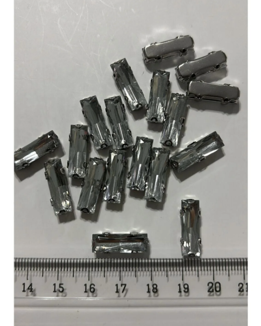 6x18 Mm Baget Gümüş Kasa Beyaz Kristal Taş Kasalı Dikme Taş (20 ADET)