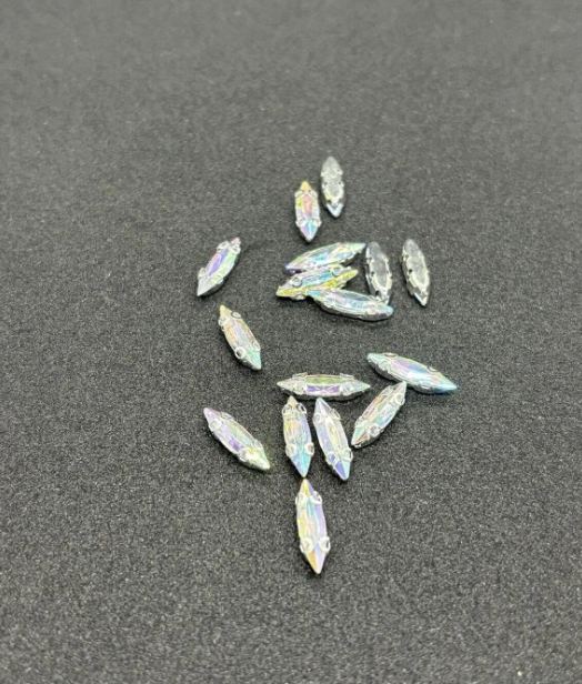 4x15 Mm Mekik Gümüş Kasa Janjanlı Kristal Taş Dikme Kasalı Taş (50 ADET)