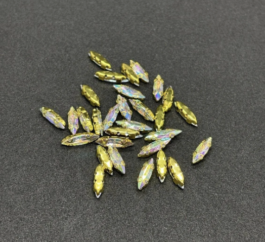 4x15 Mm Mekik Gold Kasa Janjanlı Kristal Taş Dikme Kasalı Taş (50 ADET)