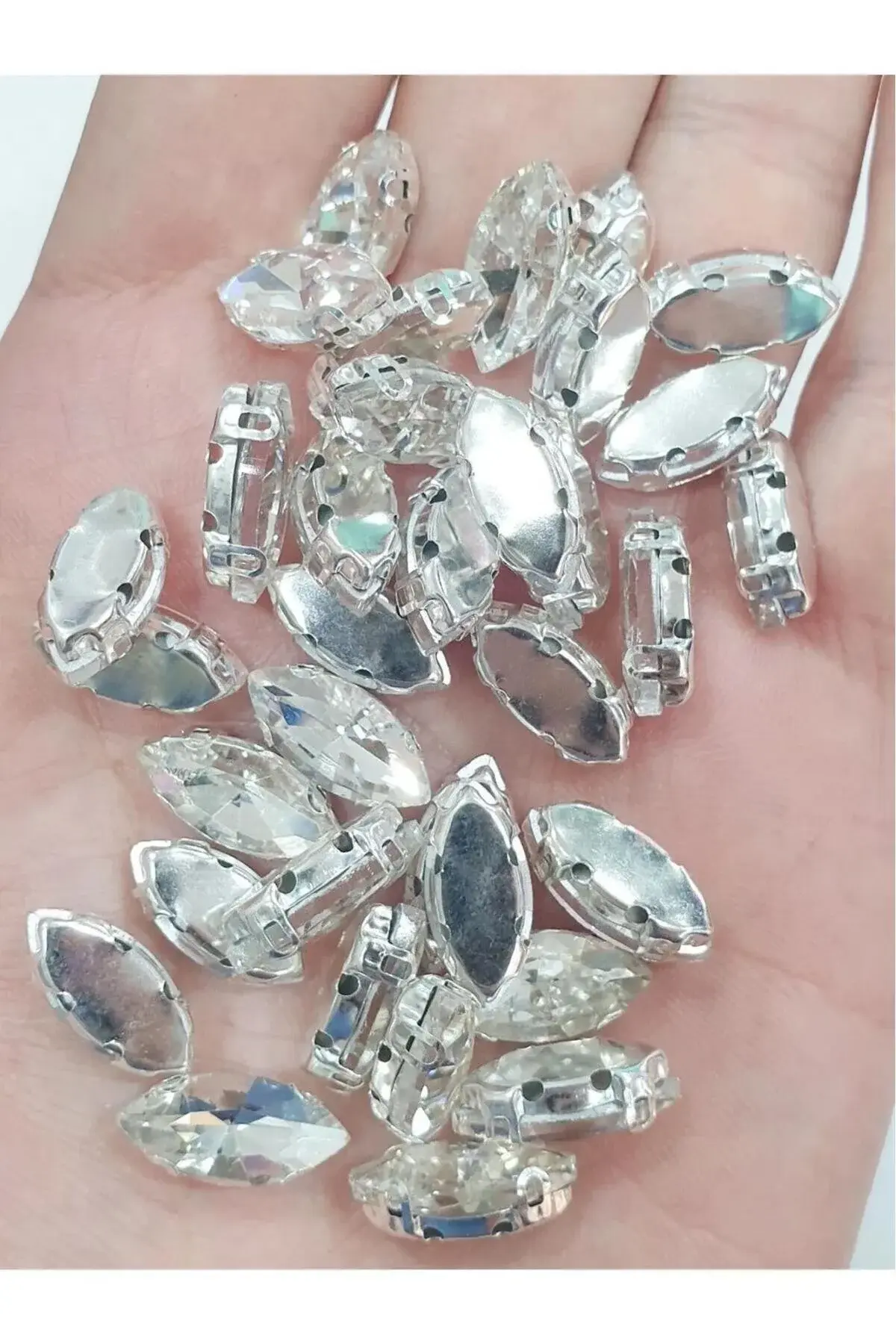 9*18 mm Mekik Kristal Dikme Kasalı Taş (50 ADET)