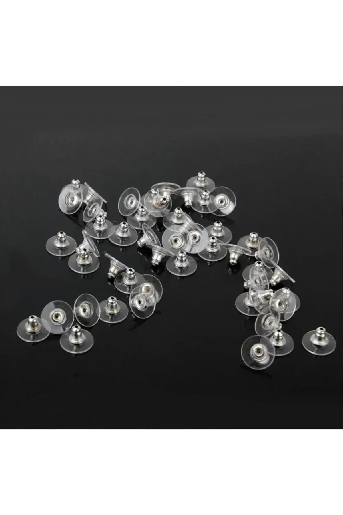 100 Adet Şeffaf Küpe Stoperi, Küpe Klipsi,slikonlu Küpe Arkası piston