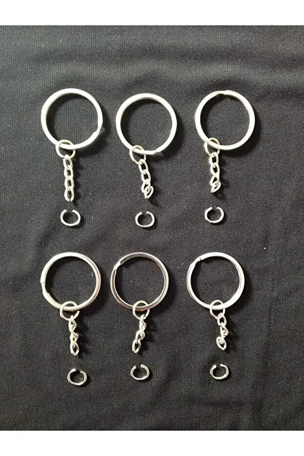 Kreatif Hediyelik 50 Adet Zincirli 2,5 CM Ezme Anahtarlık Halkası C Bağlantı Aparatlı